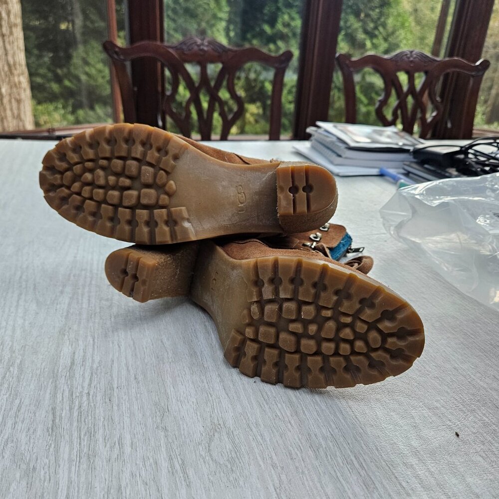 UGG Fabrice -- Chestnut Block Heel Lace Up Wool Lined Boots - Picture 4 of 4